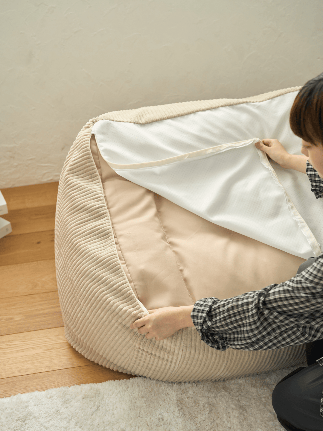 LOOSY 1人掛けビーズソファ Beige｜1人用ソファ おしゃれ 一人暮らし