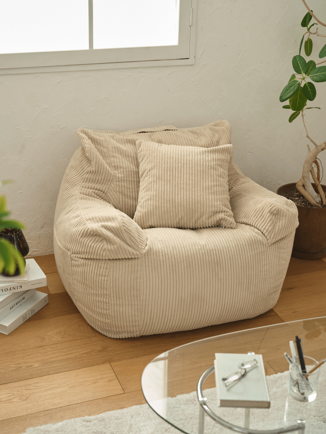 LOOSY クッションカバー Beige｜洗濯可 おしゃれ 一人暮らし 二