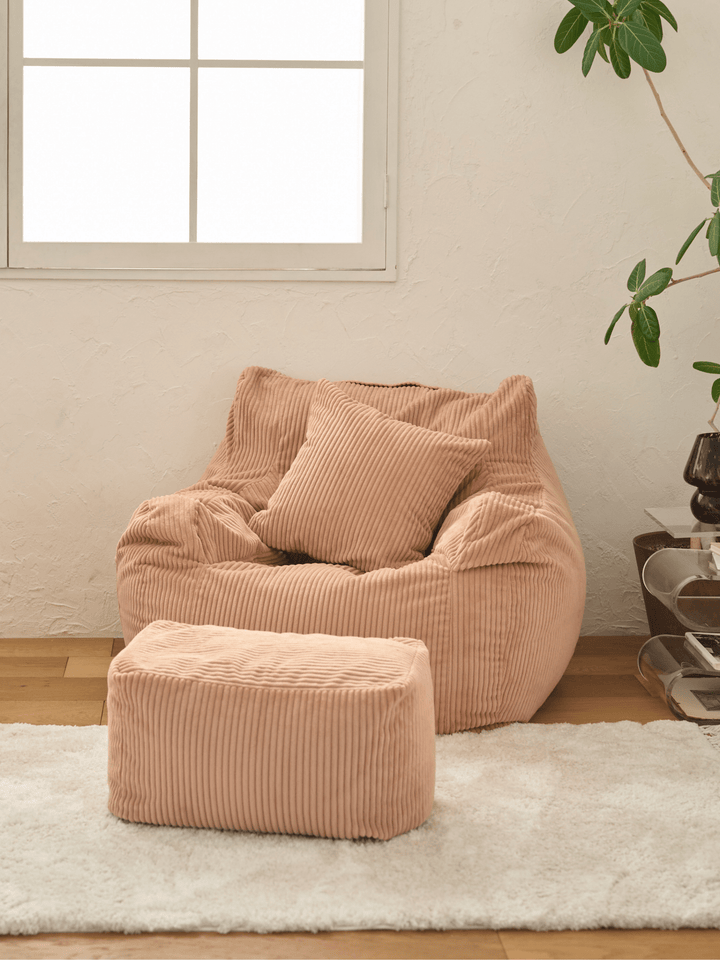 新品】loosy 1人掛けビーズソファ+オットマン CORAL PINK