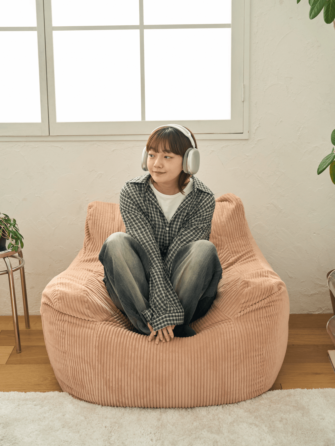 LOOSY 1人掛けビーズソファ Coral Pink｜1人用ソファ おしゃれ