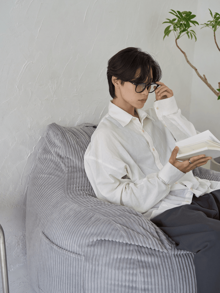 LOSSY HUGME 1人掛けビーズソファ GRAY オットマン付 LOOSY 1人掛けビーズソファ Gray|1人用ソファ おしゃれ