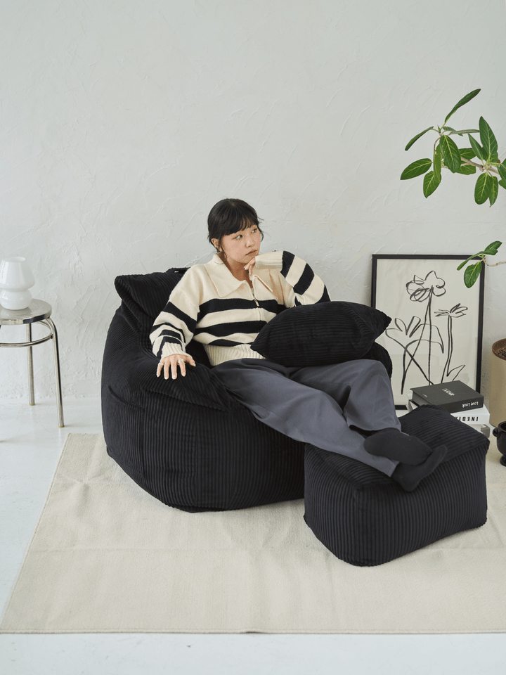 LOOSY ビーズオットマン Black｜スツール おしゃれ 一人暮らし 二人