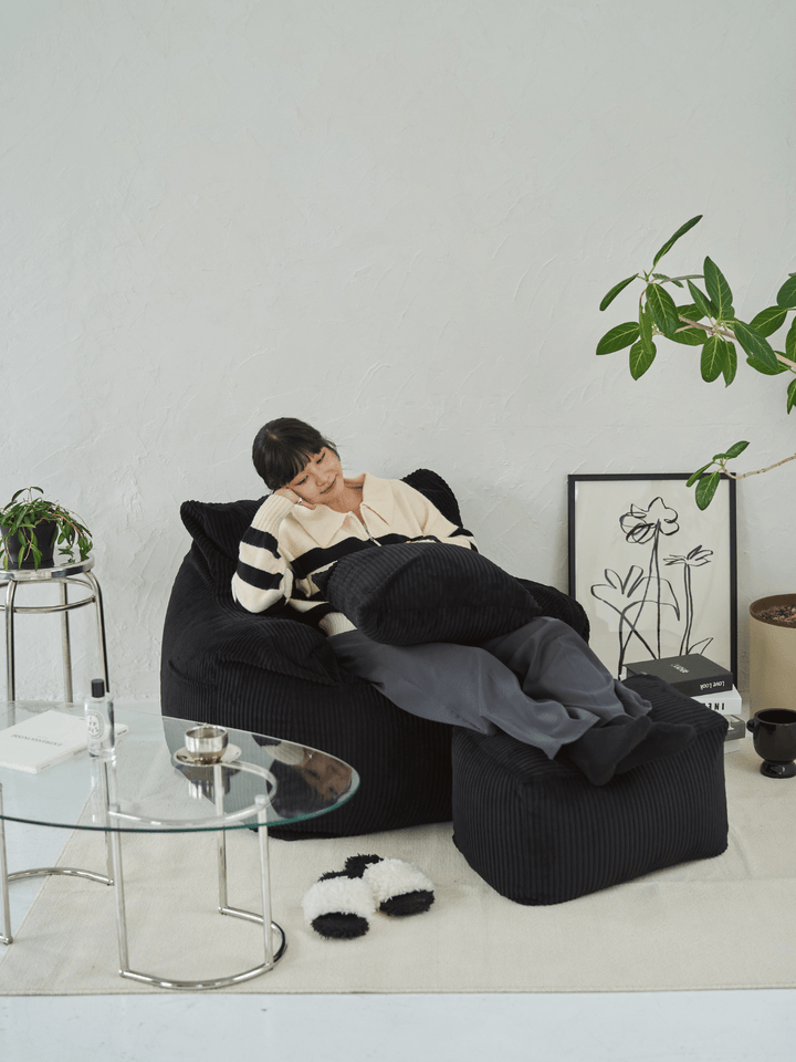 LOOSY ビーズオットマン Black｜スツール おしゃれ 一人暮らし 二人