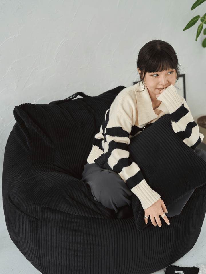LOOSY クッションカバー Black｜洗濯可 おしゃれ 一人暮らし 二人 