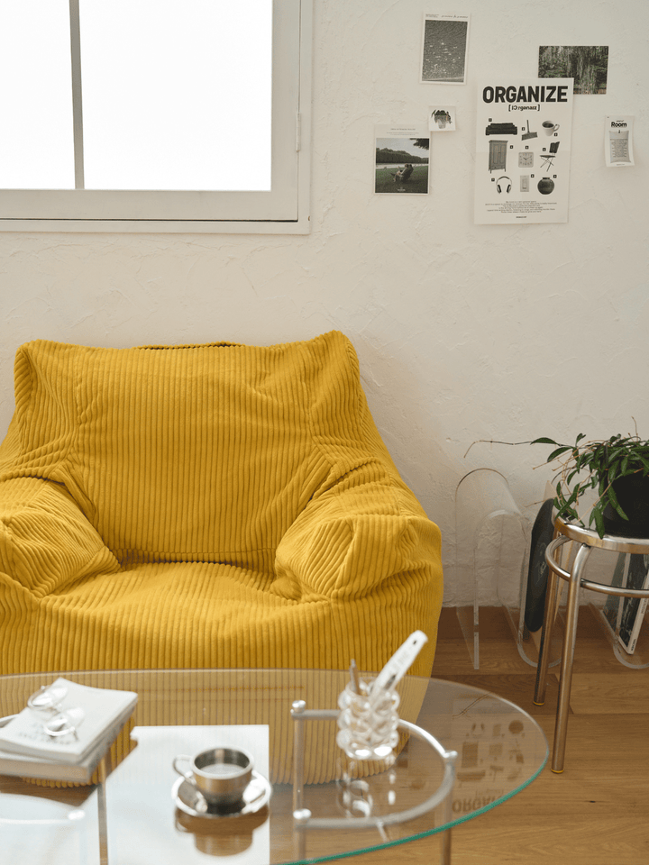 LOOSY 1人掛けビーズソファ 付替カバー Mustard｜1人用ソファ おしゃれ