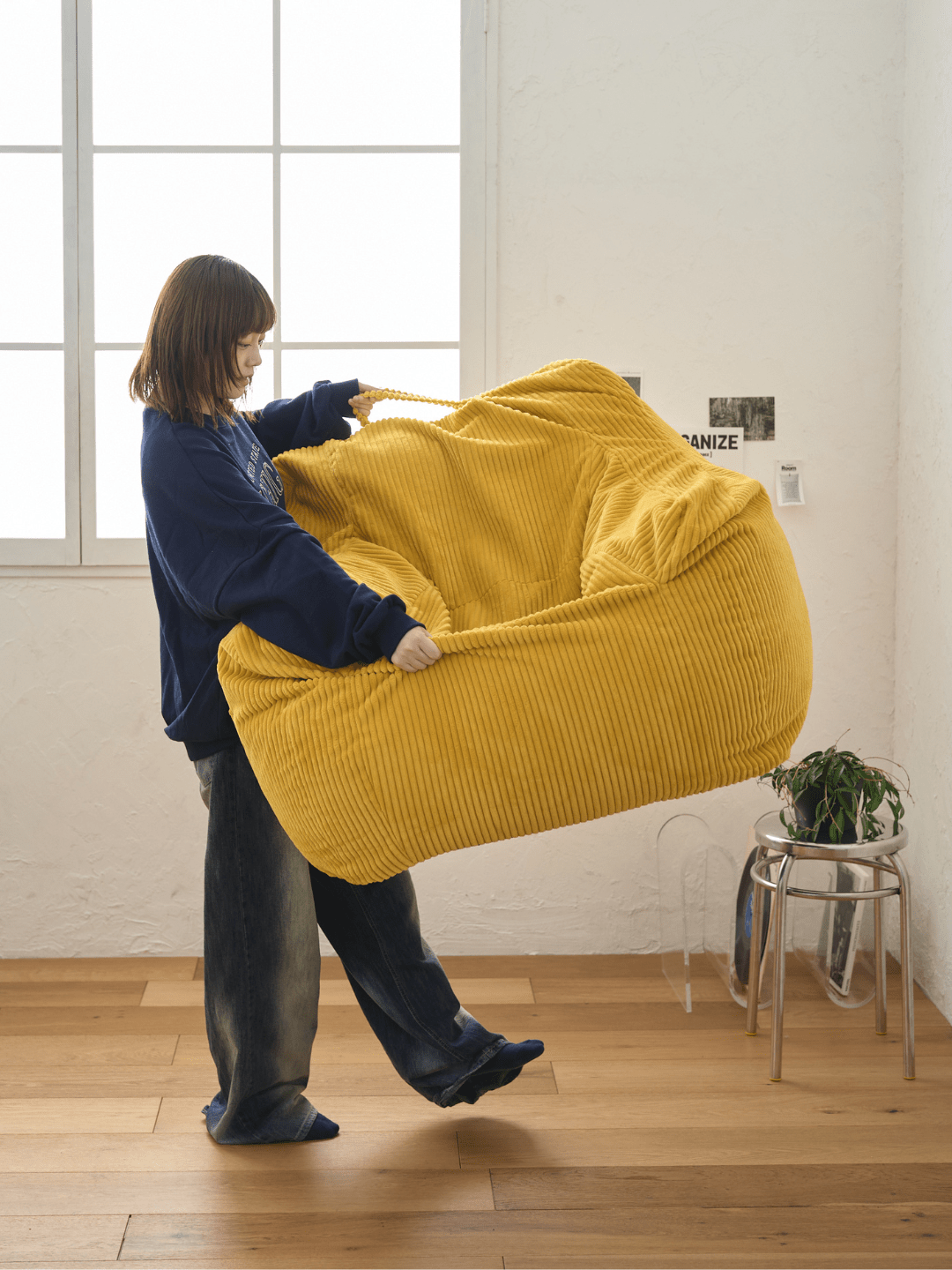 LOOSY 1人掛けビーズソファ 付替カバー Mustard｜1人用ソファ おしゃれ