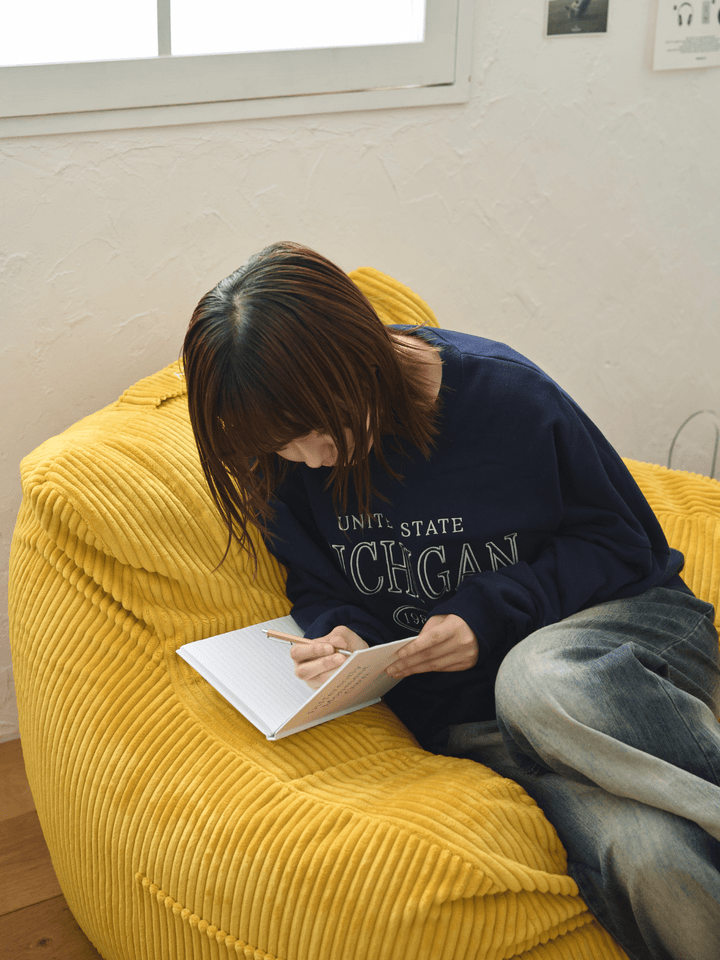 LOOSY 1人掛けビーズソファ 付替カバー Mustard|1人用ソファ おしゃれ LOOSY 1人掛けビーズソファ 付替カバー Mustard|1人用ソファ おしゃれ