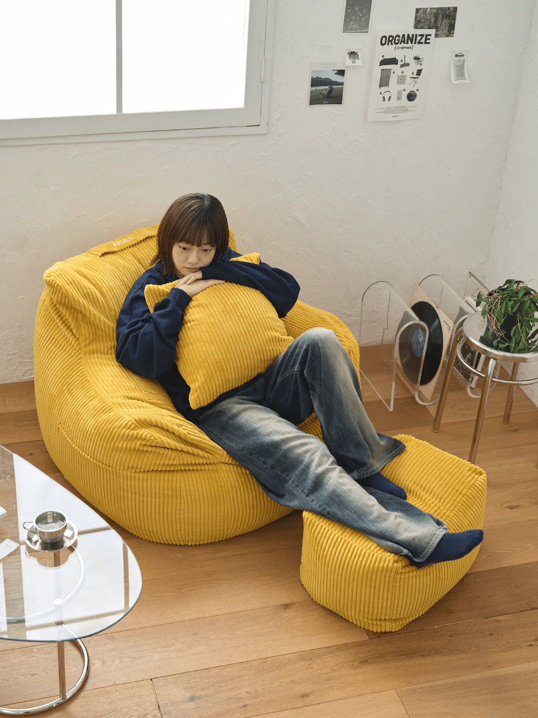 LOOSY ビーズオットマン 付替カバー Mustard｜スツール おしゃれ