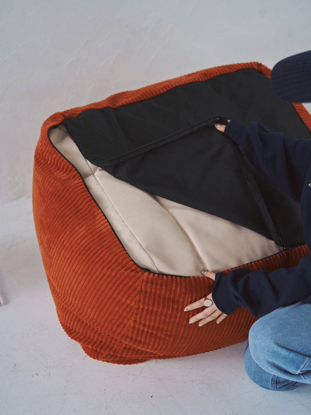 LOOSY HUGME 1人掛けビーズソファ カバー Blood Orange LOOSY 1人掛けビーズソファ 付替カバー Blood Orange｜1人用