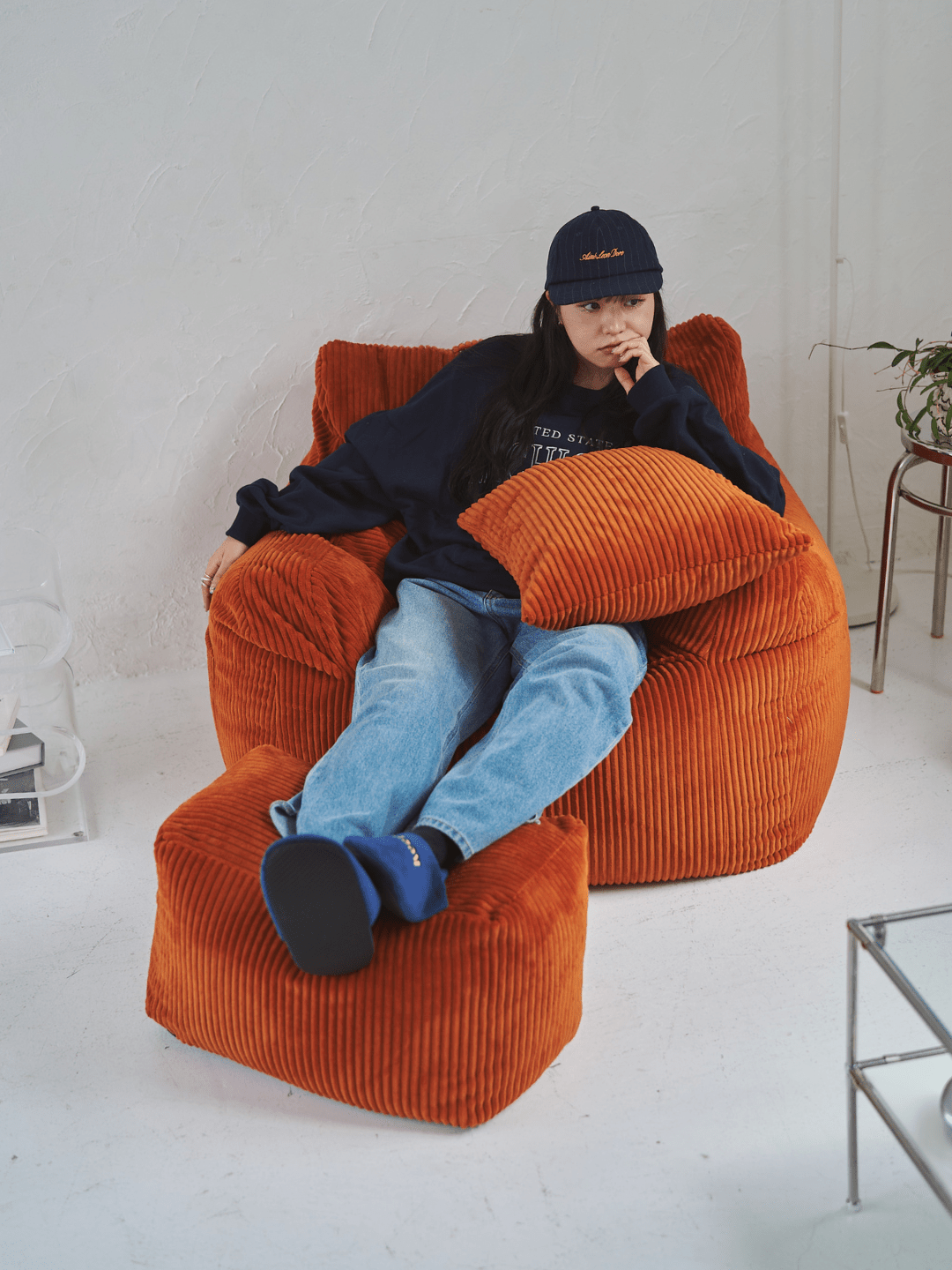 LOOSYビーズオットマン 付替カバー Blood Orange|スツール おしゃれ LOOSYビーズオットマン 付替カバー Blood Orange|スツール おしゃれ