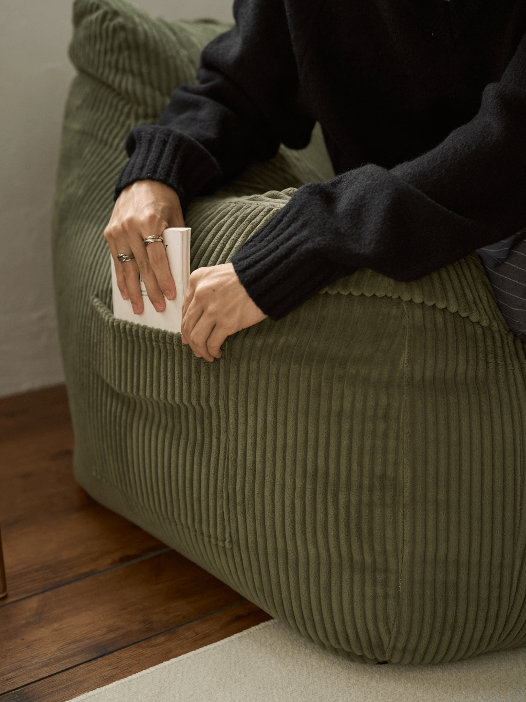 Loosy 1人掛けビーズソファ OLIVE LOOSY 1人掛けビーズソファ 付替カバー Olive｜1人用ソファ