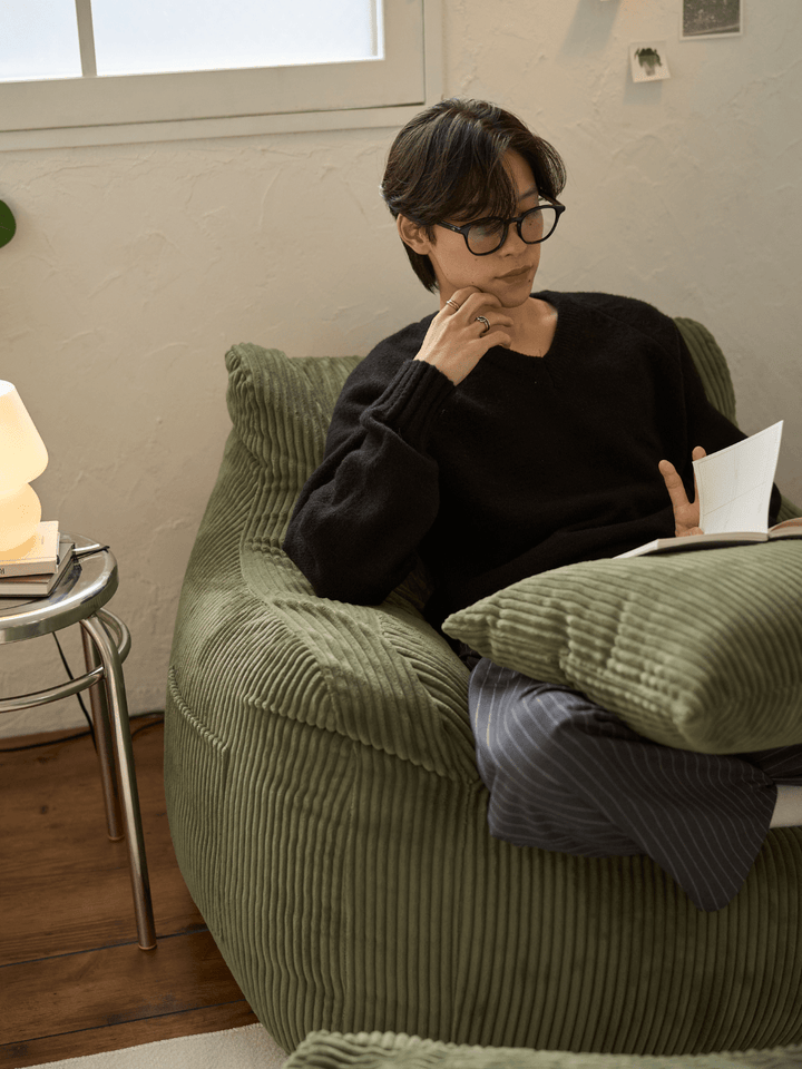 LOOSY 1人掛けビーズソファ 付替カバー Olive｜1人用ソファ おしゃれ