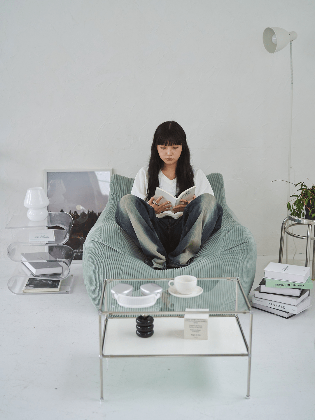 HUGME 1人掛けビーズソファ 付替カバー グリーン　LOOSY HUGME 1人掛けビーズソファ 付替カバー Green｜1人用ソファ