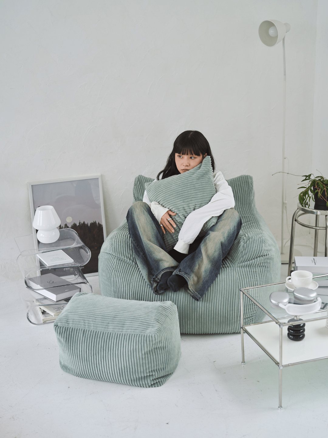 LOOSY ビーズオットマン 付替カバー Mint｜スツール おしゃれ