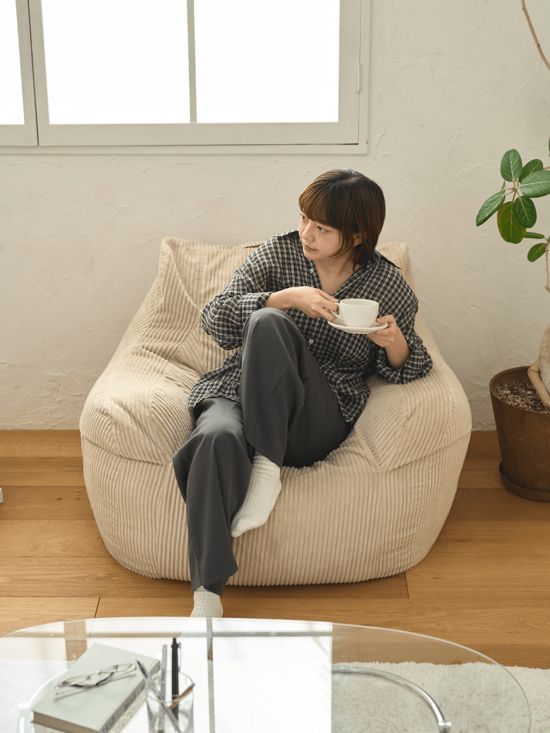 loosy　ビーズソファ　オットマン　beige LOOSY 1人掛けビーズソファ 付替カバー Beige｜1人用ソファ おしゃれ