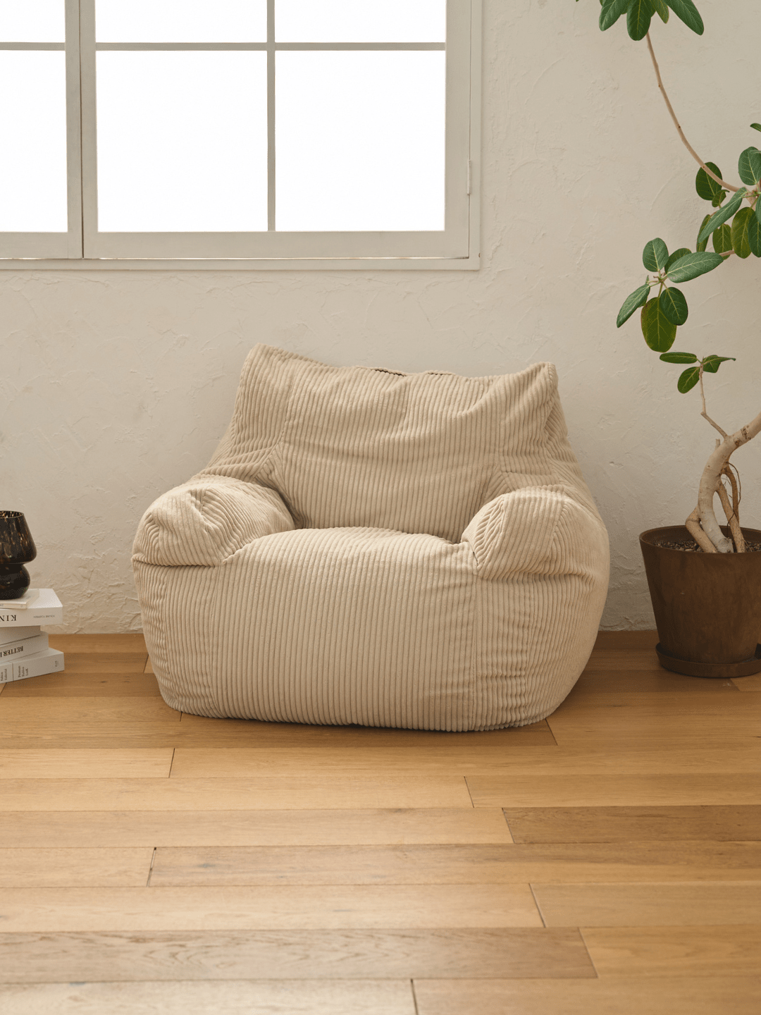 HUGME 1人掛けビーズソファ 付替カバー Beige｜1人用ソファ
