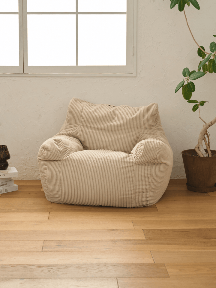 LOOSY 1人掛けビーズソファ 付替カバー Beige|1人用ソファ おしゃれ LOOSY 1人掛けビーズソファ 付替カバー Beige|1人用ソファ おしゃれ