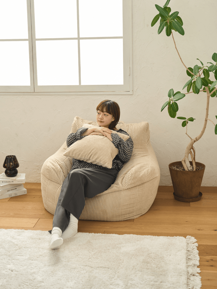 LOOSY 1人掛けビーズソファ 付替カバー Beige｜1人用ソファ おしゃれ