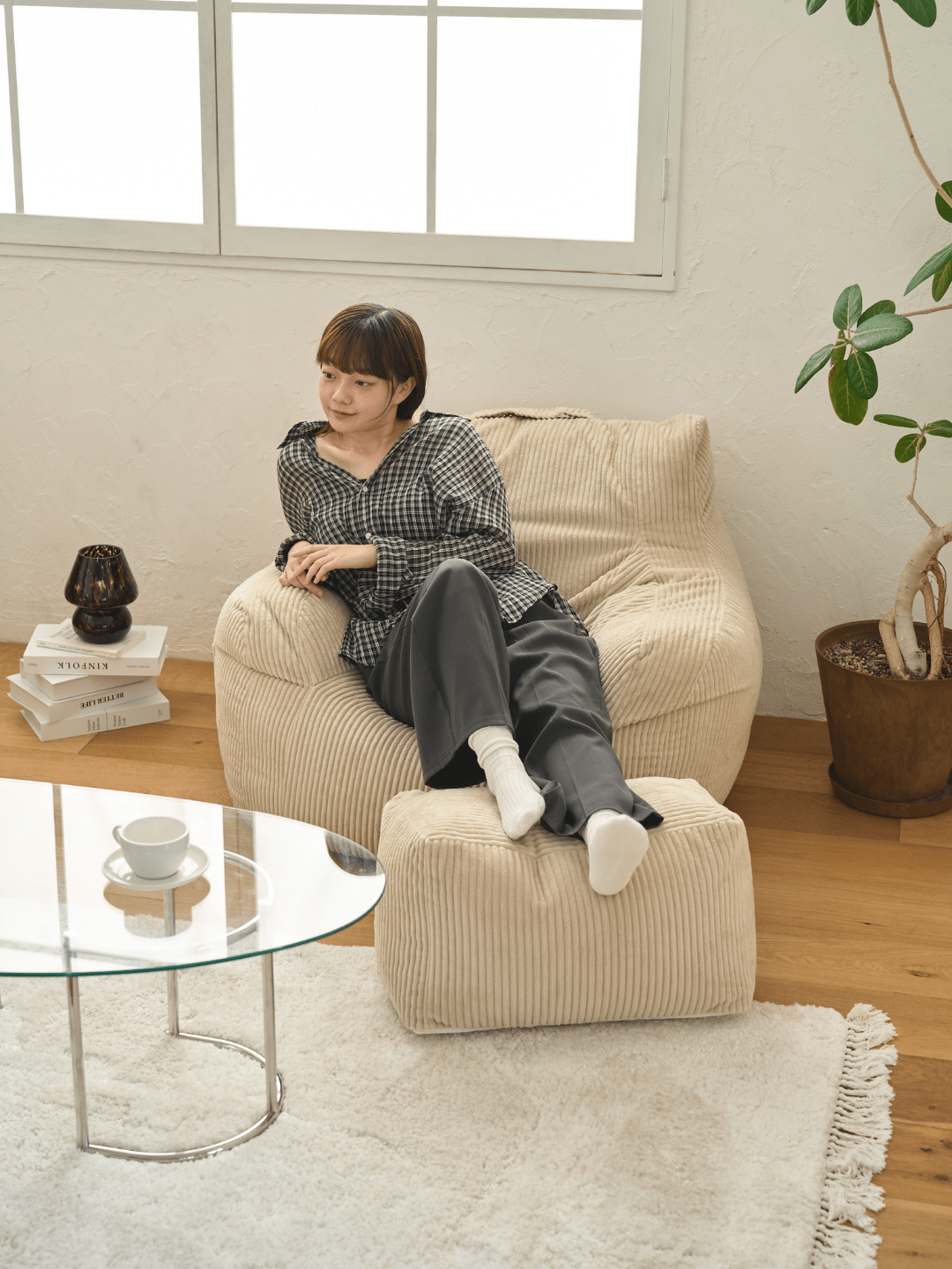 LOOSY ビーズオットマン 付替カバー Beige|スツール おしゃれ LOOSY ビーズオットマン 付替カバー Beige|スツール おしゃれ