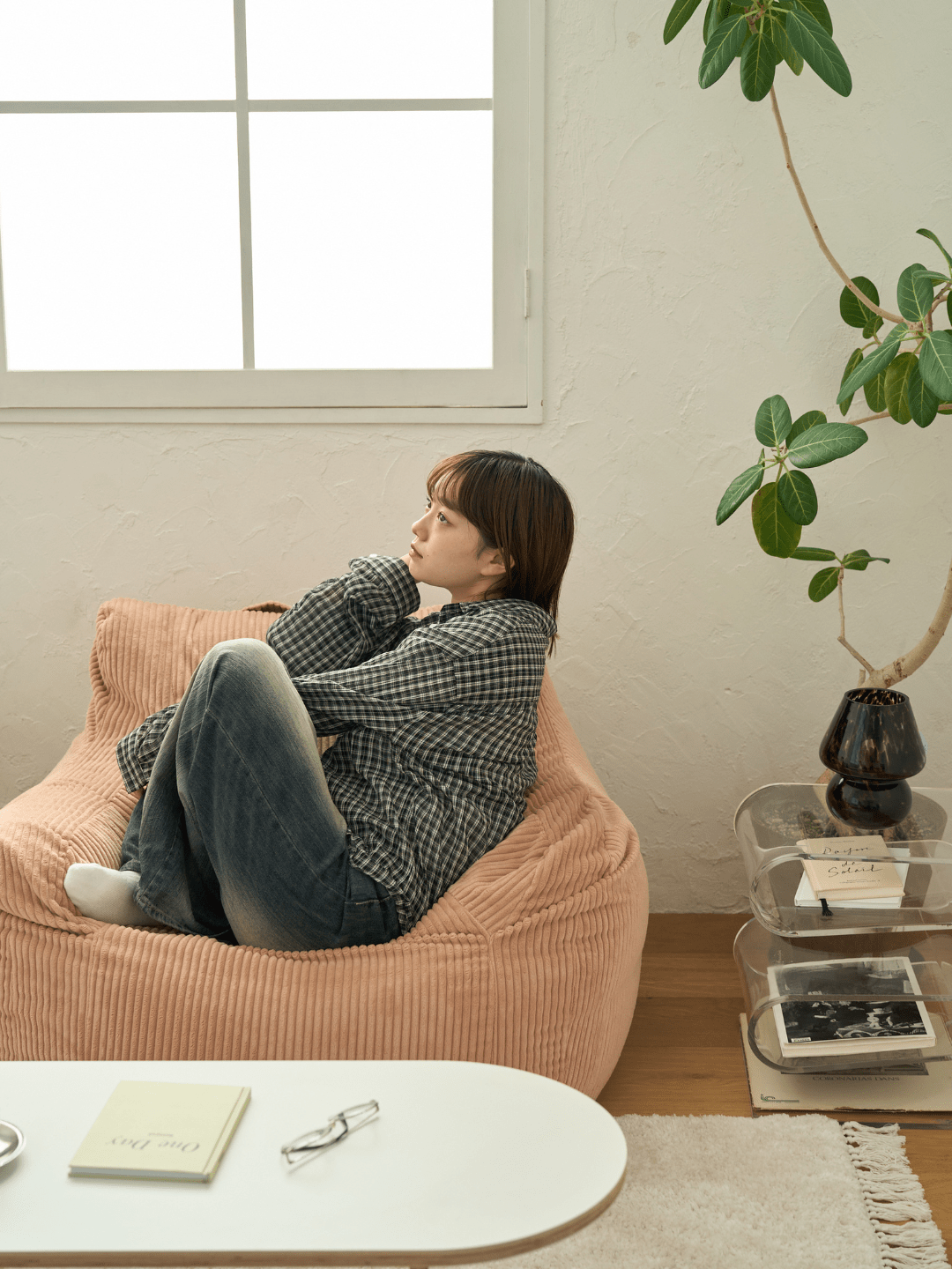 LOOSY 1人掛けビーズソファ 付替カバー Coral Pink｜1人用ソファ