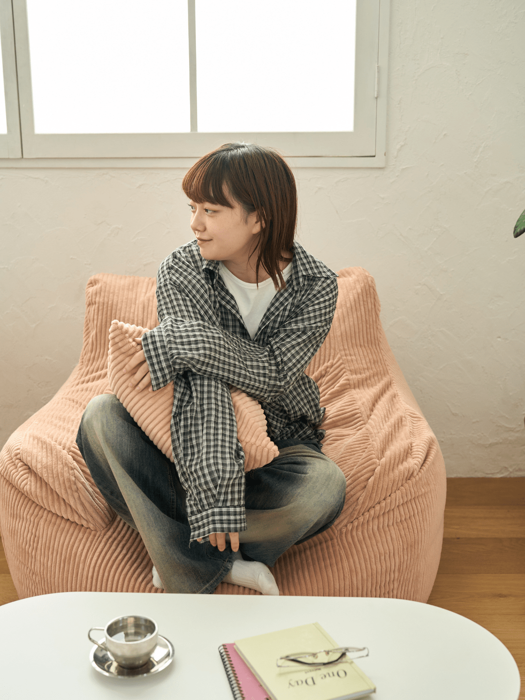 LOOSY 1人掛けビーズソファ 付替カバー Coral Pink｜1人用ソファ