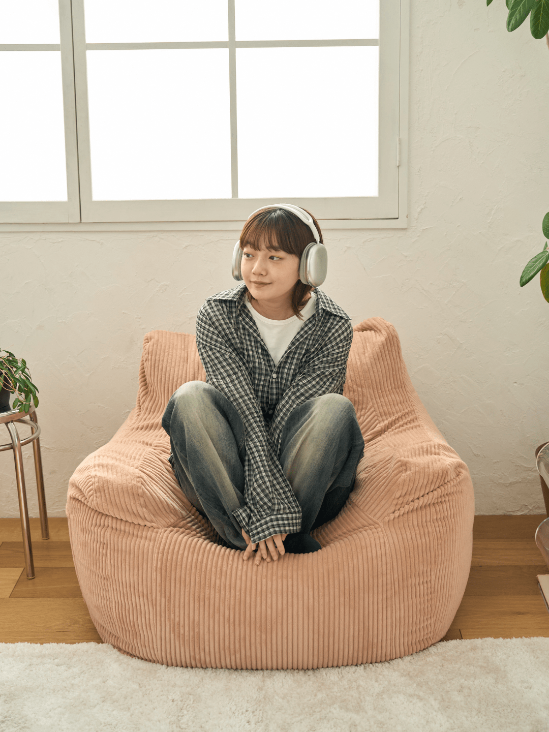LOOSY 1人掛けビーズソファ 付替カバー Coral Pink|1人用ソファ LOOSY 1人掛けビーズソファ 付替カバー Coral Pink|1人用ソファ