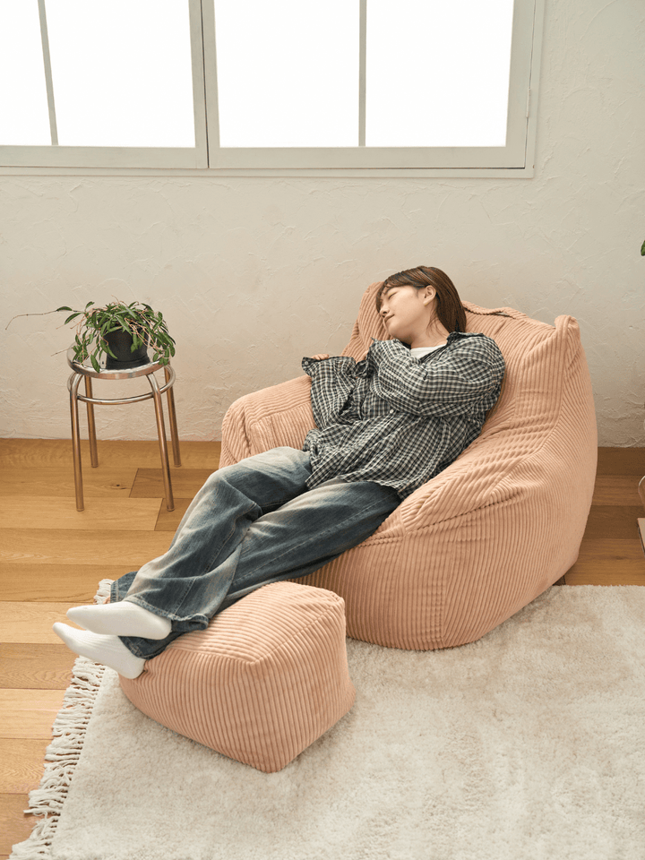 kn　Loosy コーデュロイ ベージュ オットマン Loosy コーデュロイ ベージュ オットマン LOOSY ビーズオットマン 付替