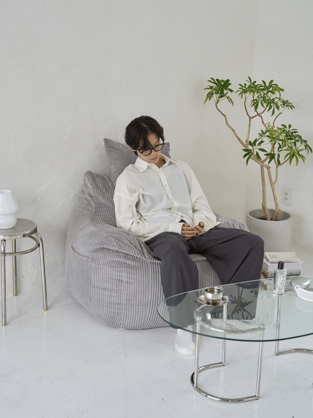 LOOSY HUGME 1人掛けビーズソファ グレー HUGME 1人掛けビーズソファ Charcoal｜1人用ソファ おしゃれ