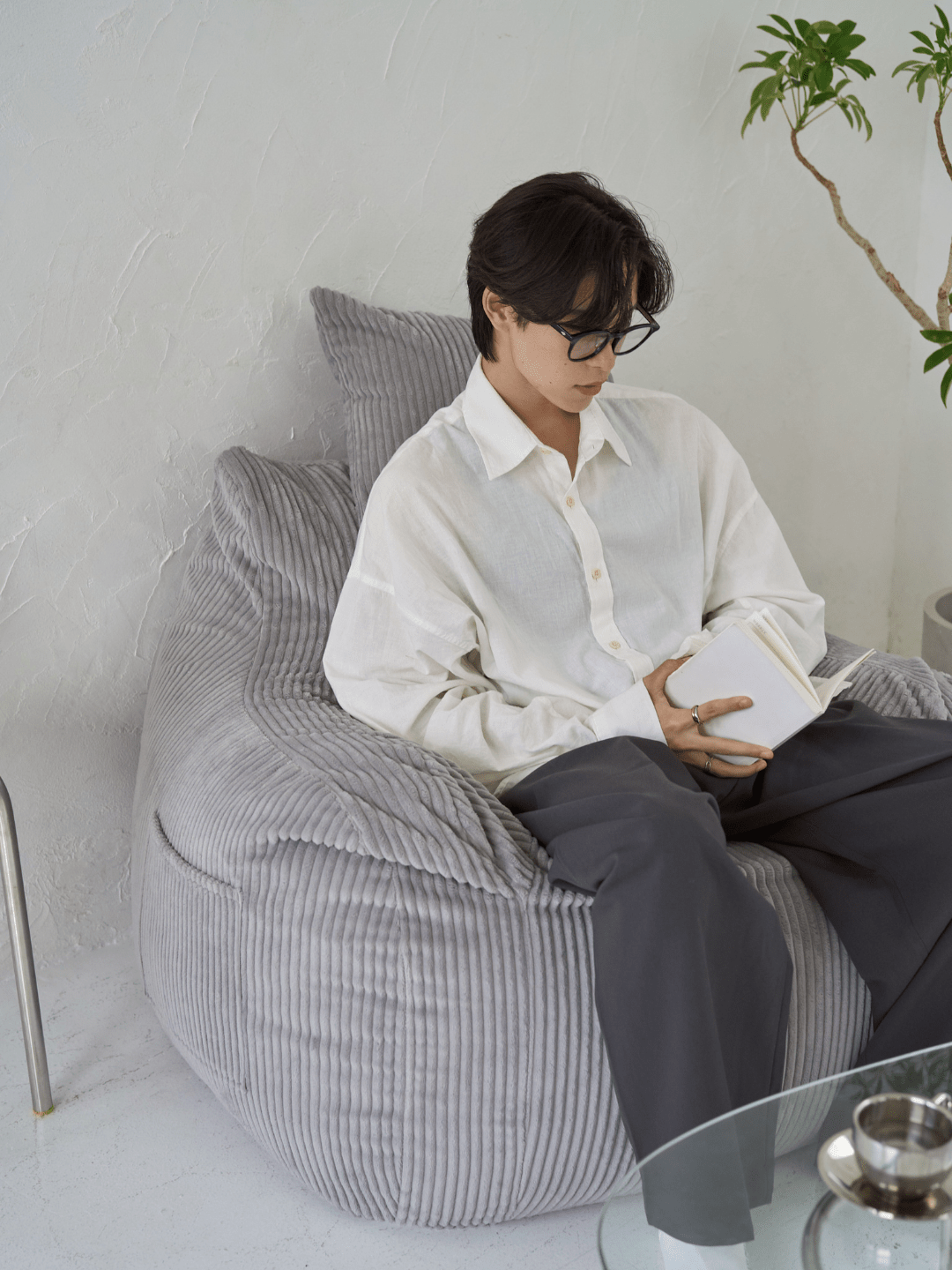 LOOSY 1人掛けビーズソファ 付替カバー Gray｜1人用ソファ おしゃれ