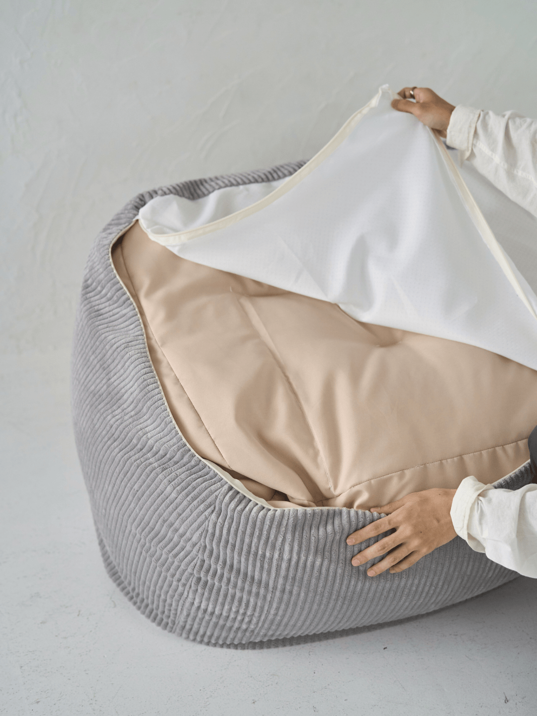 LOOSY 1人掛けビーズソファ 付替カバー Gray｜1人用ソファ おしゃれ