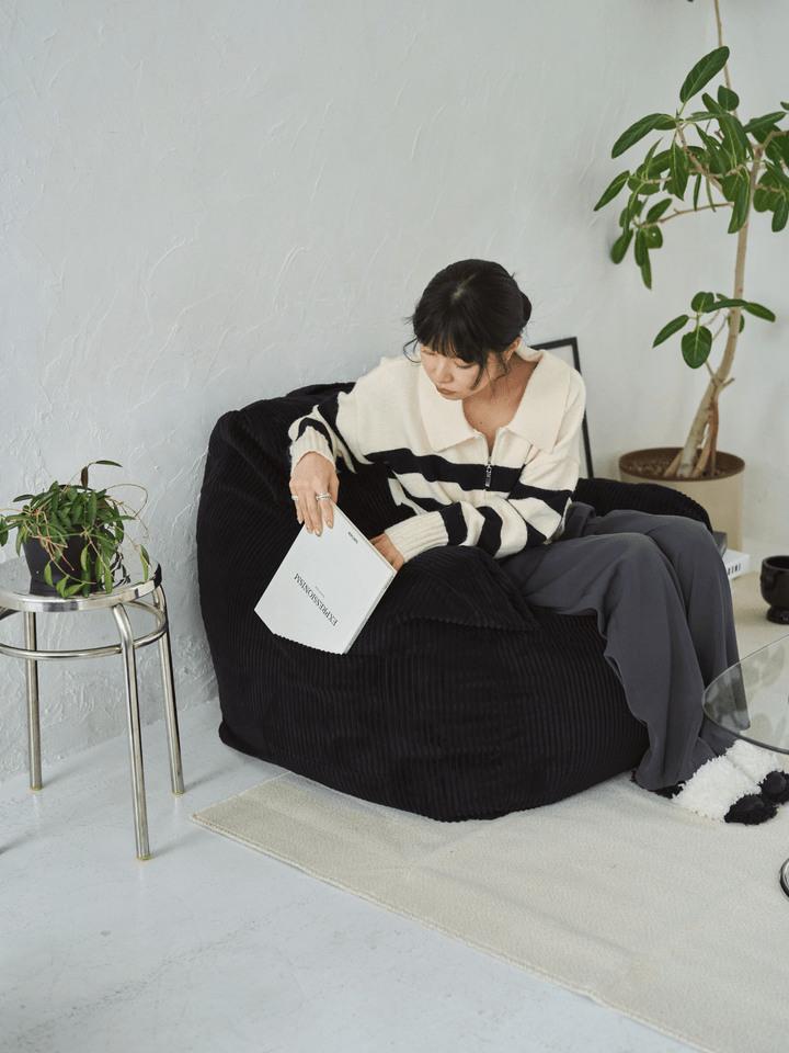 LOOSY 1人掛けビーズソファ 付替カバー Black｜1人用ソファ おしゃれ