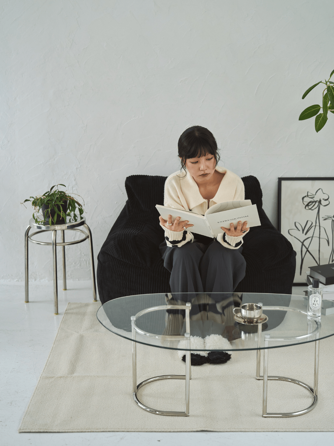 LOOSY 1人掛けビーズソファ 付替カバー Black｜1人用ソファ おしゃれ