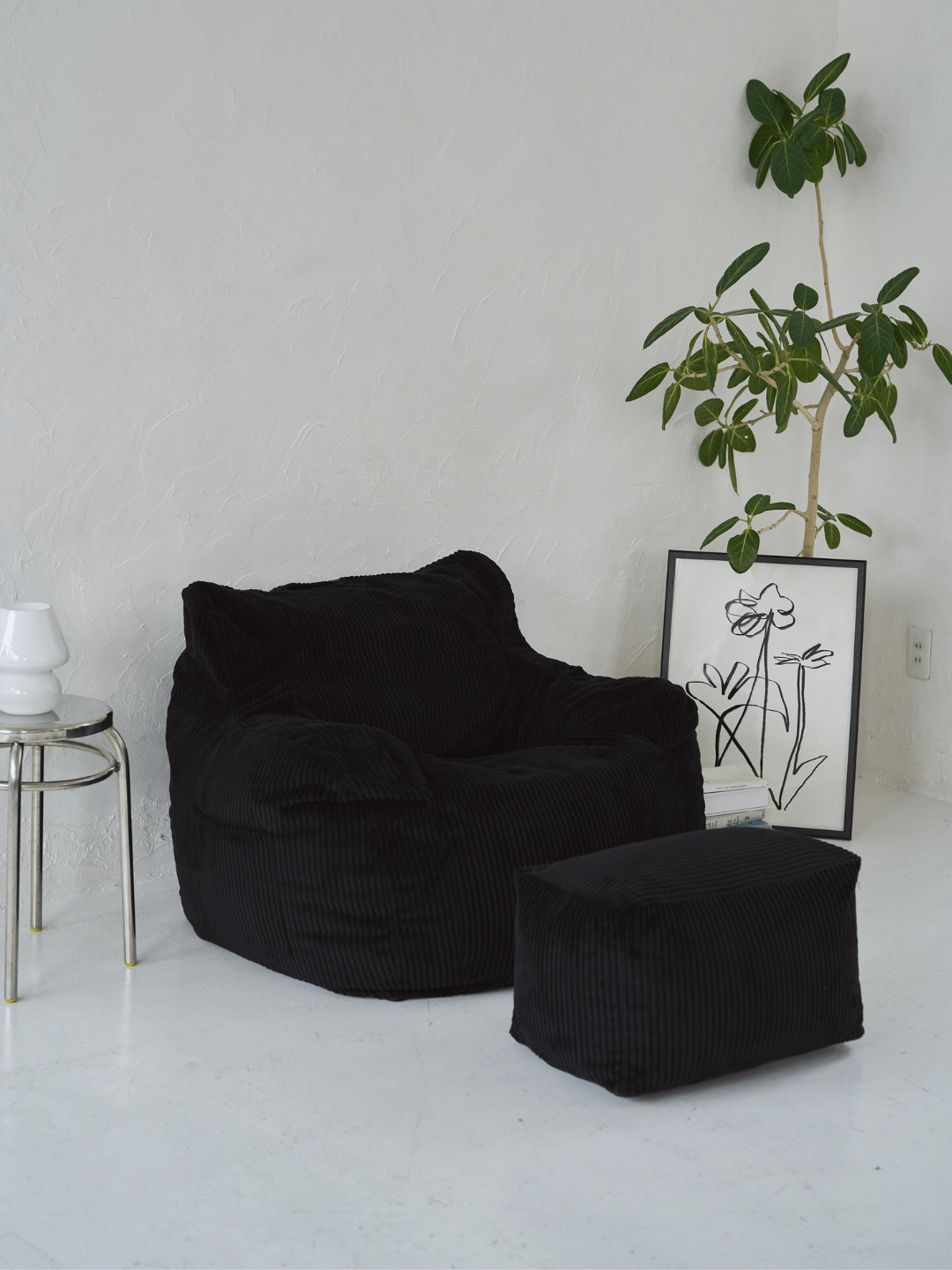 HUGME LOOSY 1人掛けビーズソファ+オットマン BROWN Loosy HUGME 1人掛けビーズソファ Black オットマン付き
