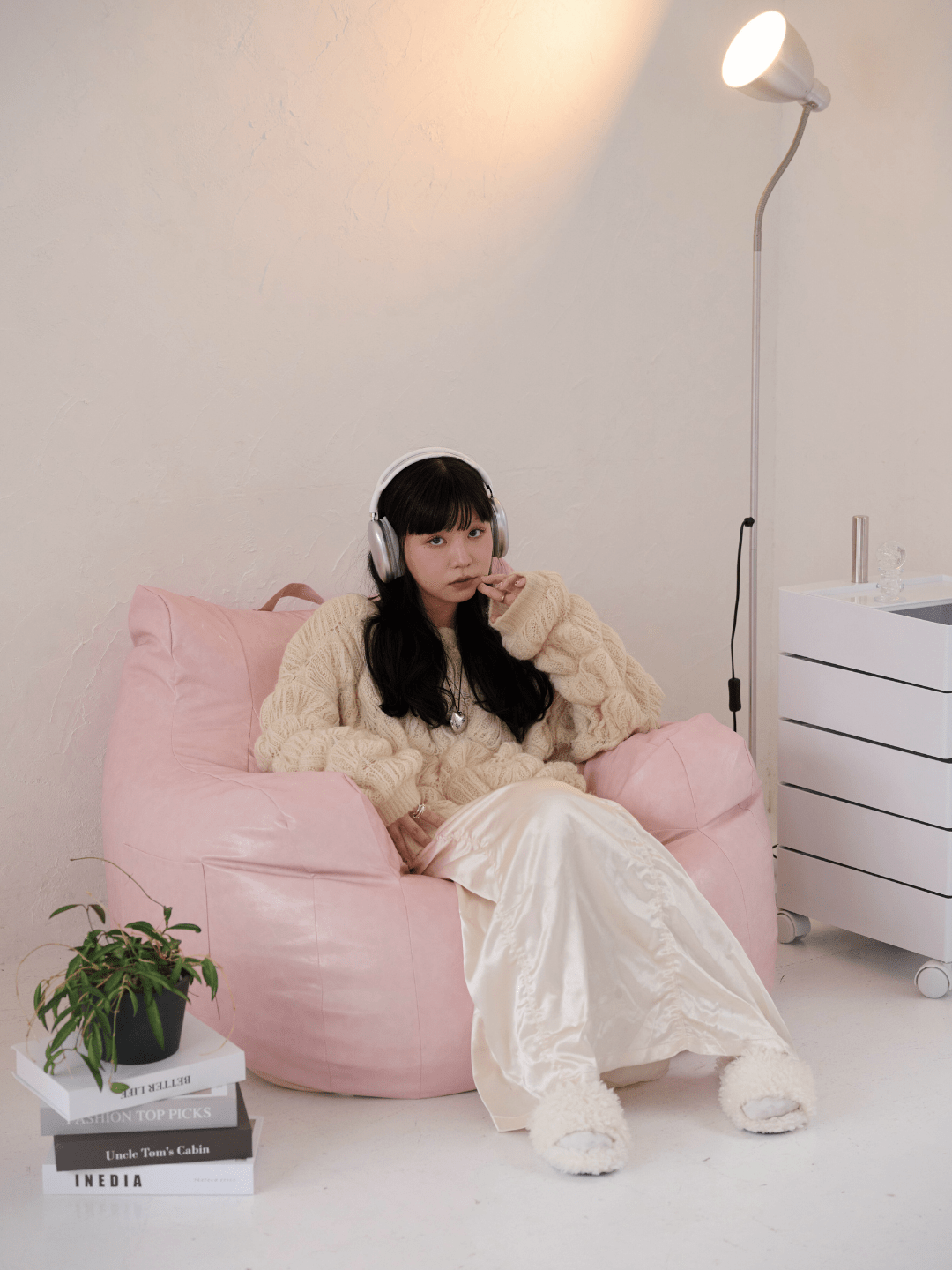 LOOSY 1人掛けビーズソファ 付替カバー Glossy Pink｜1人用