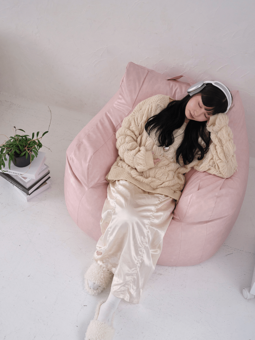 LOOSY 1人掛けビーズソファ 付替カバー Glossy Pink｜1人用ソファ