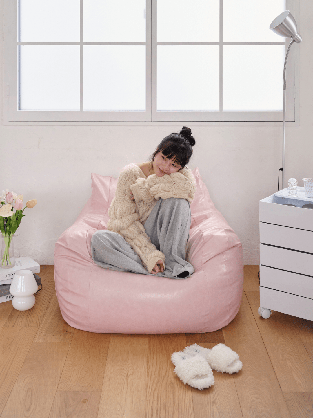 LOOSY 1人掛けビーズソファ 付替カバー Glossy Pink｜1人用ソファ