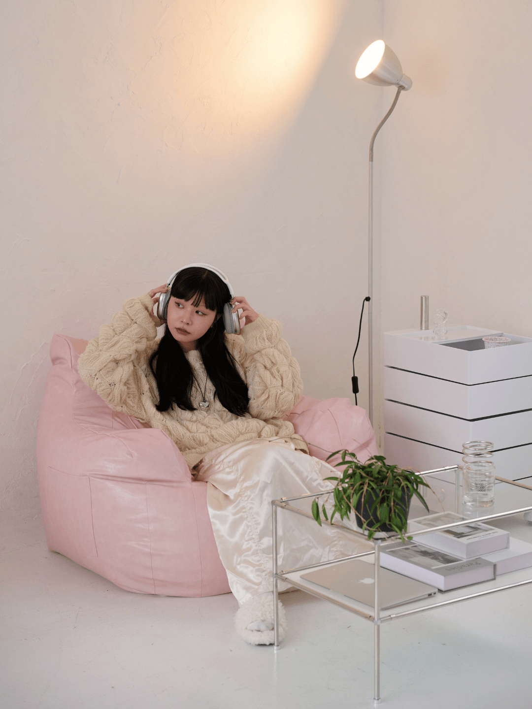 LOOSY 1人掛けビーズソファ 付替カバー Glossy Pink|1人用ソファ LOOSY 1人掛けビーズソファ 付替カバー Glossy Pink|1人用ソファ