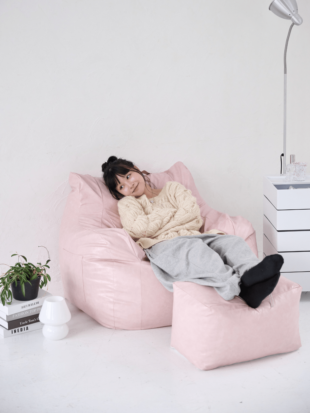 LOOSY ビーズオットマン 付替カバー Glossy Pink｜スツール おしゃれ