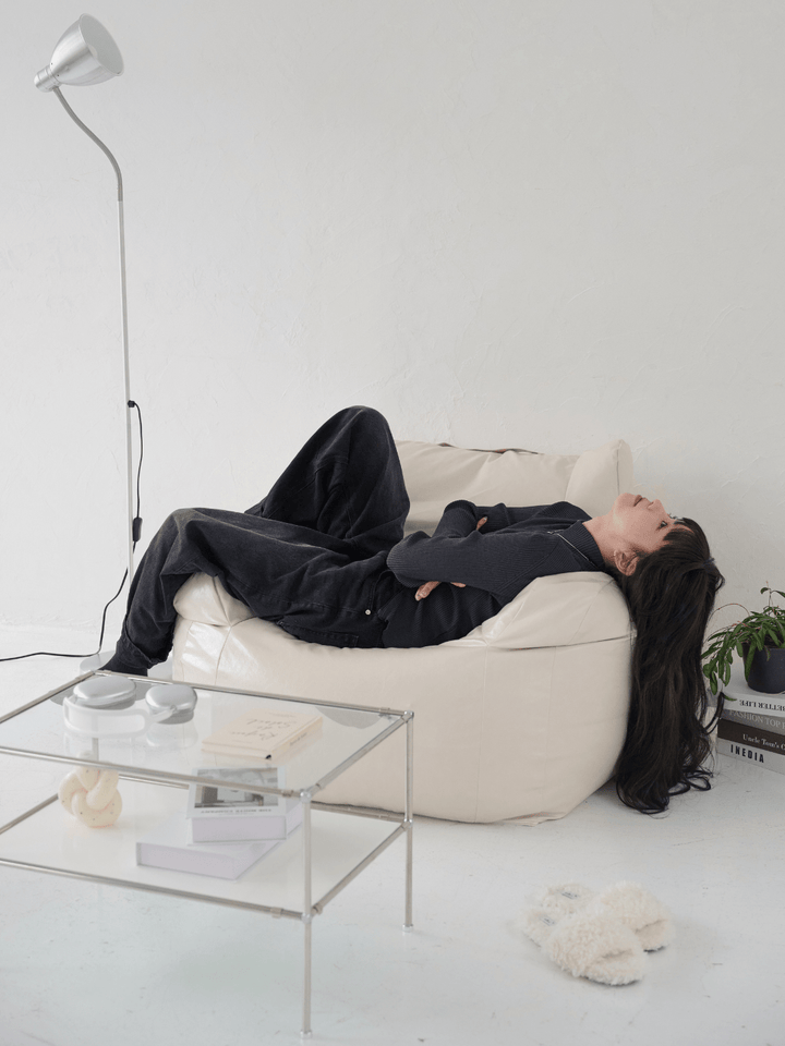 LOOSY 1人掛けビーズソファ 付替カバー Glossy Cream｜1人用ソファ