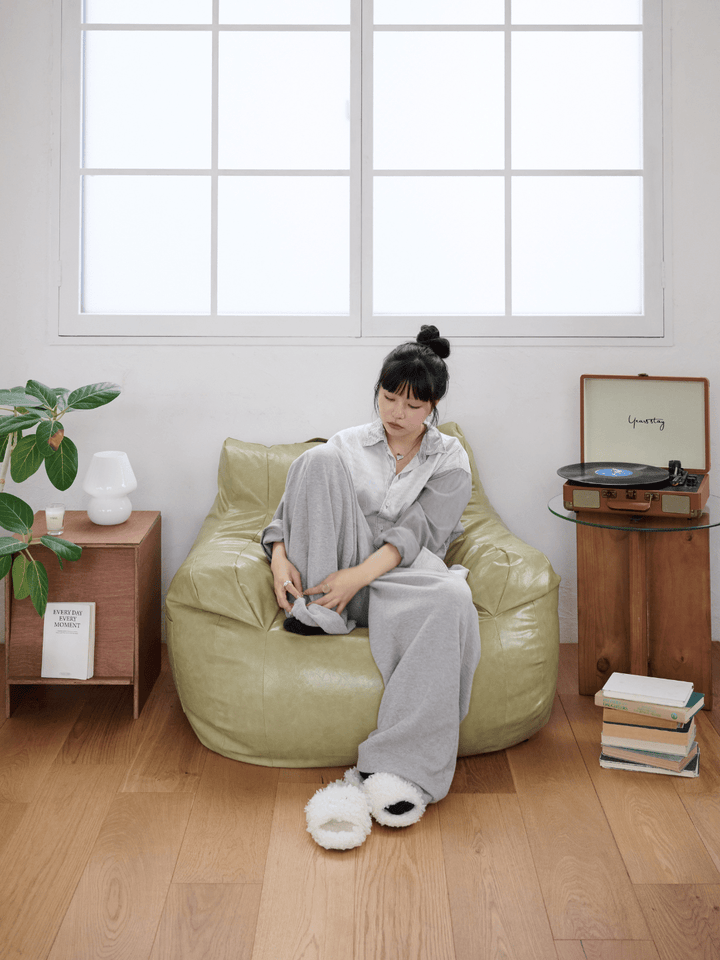 LOOSY 1人掛けビーズソファ 付替カバー Glossy Pistachio|1人用ソファ LOOSY 1人掛けビーズソファ 付替カバー Glossy Pistachio|1人用ソファ