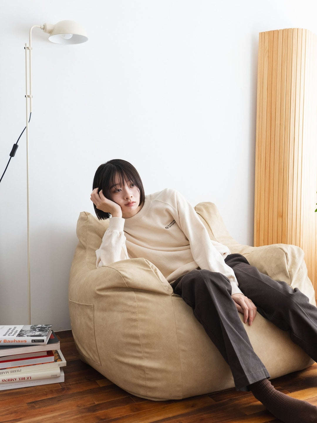 GOOD THING × LOOSYコラボ 1人掛けビーズソファ Matte Beige｜1