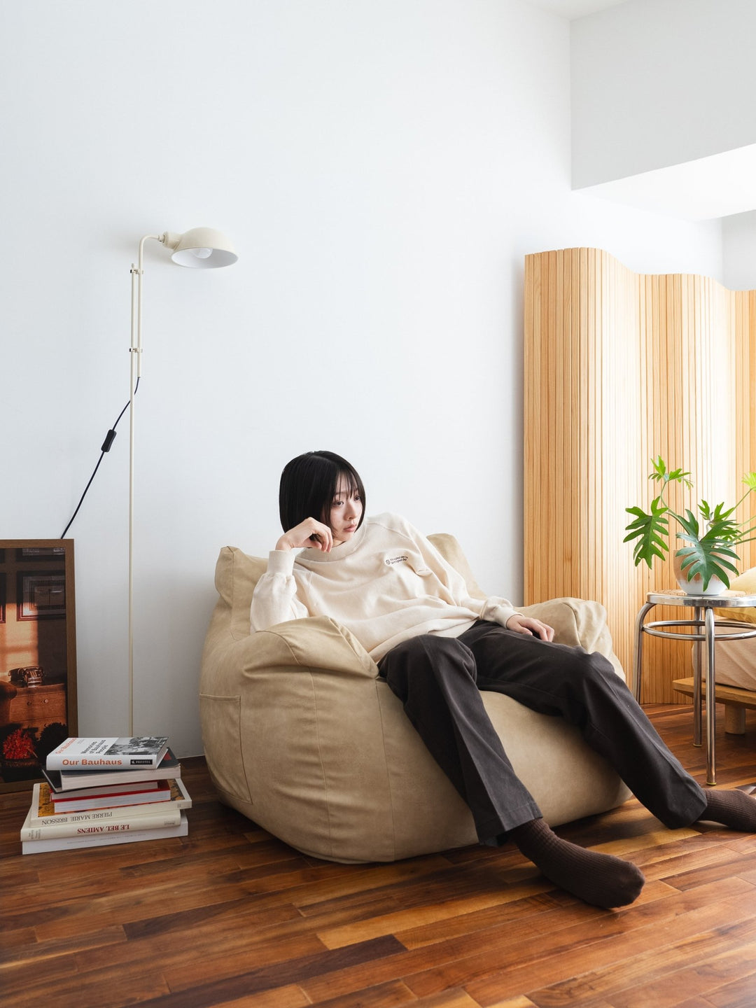 GOOD THING × LOOSYコラボ 1人掛けビーズソファ Beige GOOD THING × LOOSYコラボ 1人掛けビーズソファ Matte Beige｜1人用