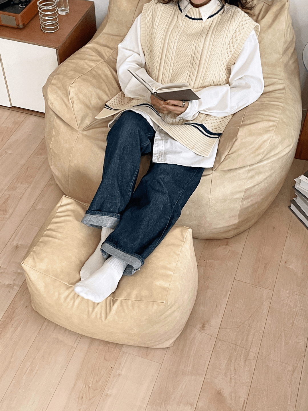 GOOD THING × LOOSYコラボ ビーズオットマン 付替カバー Matte Beige