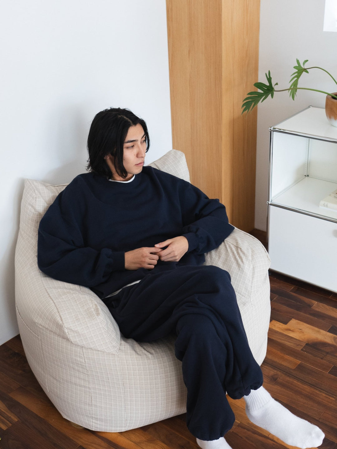 GOOD THING × LOOSYコラボ 1人掛けビーズソファ Check｜1人用ソファ