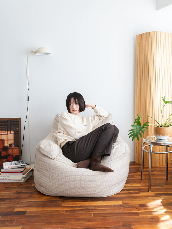 GOOD THING × LOOSYコラボ 1人掛けビーズソファ 付替カバー Check｜1人