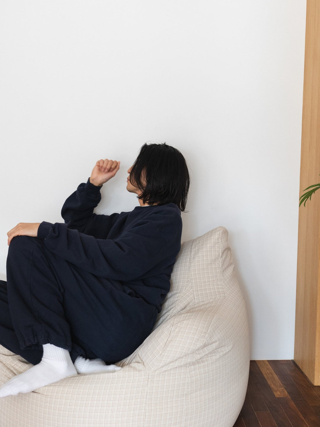 GOOD THING × LOOSYコラボ 1人掛けビーズソファ 付替カバー Check｜1人