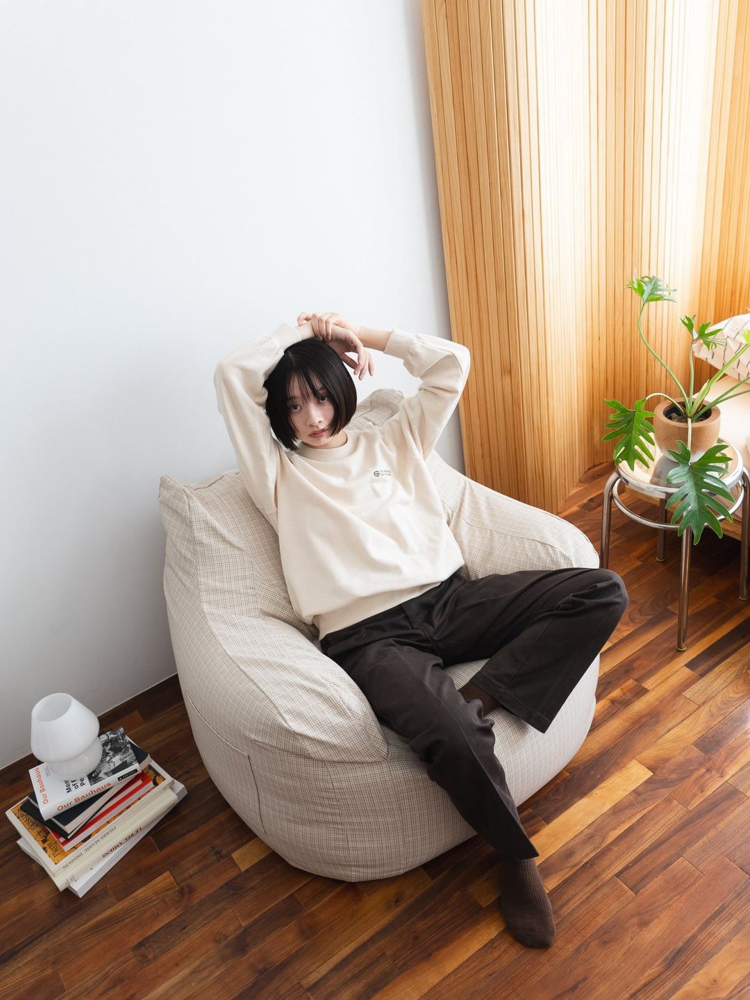 GOOD THING × LOOSYコラボ 1人掛けビーズソファ 付替カバー Check｜1人