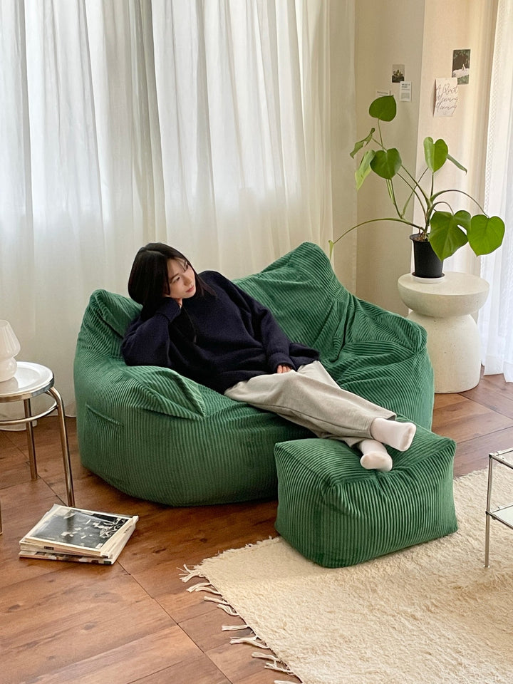 HUGME 2人掛けビーズソファ Green｜2人用ソファ おしゃれ