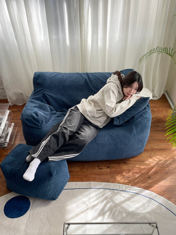 HUGME 2人掛けビーズソファ Navy｜2人用ソファ おしゃれ