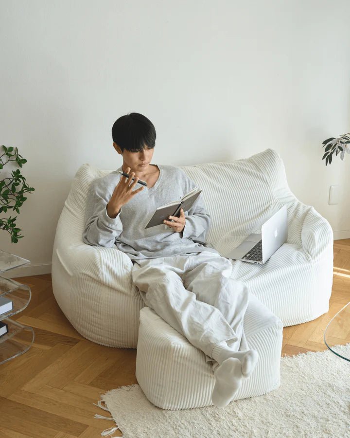 LOOSY 2人掛けビーズソファ 付替カバー Ivory|2人用ソファ おしゃれ LOOSY 2人掛けビーズソファ 付替カバー Ivory|2人用ソファ おしゃれ